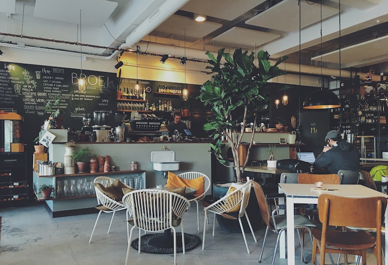 Modern café workspace
